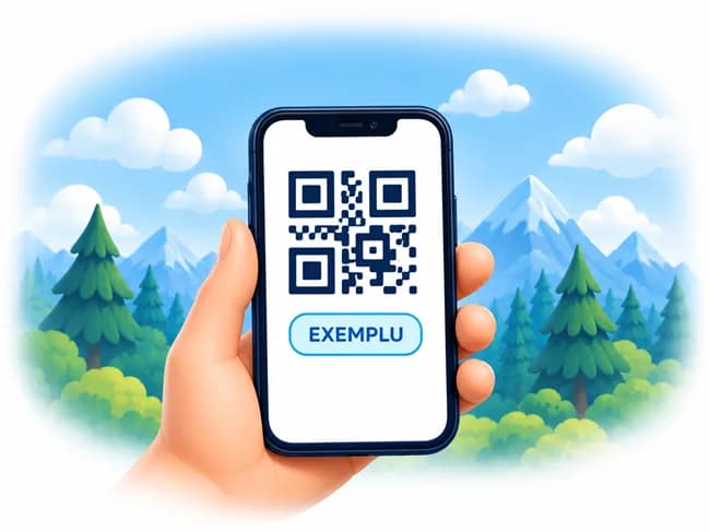Un telefon care arată un cod QR de exemplu.