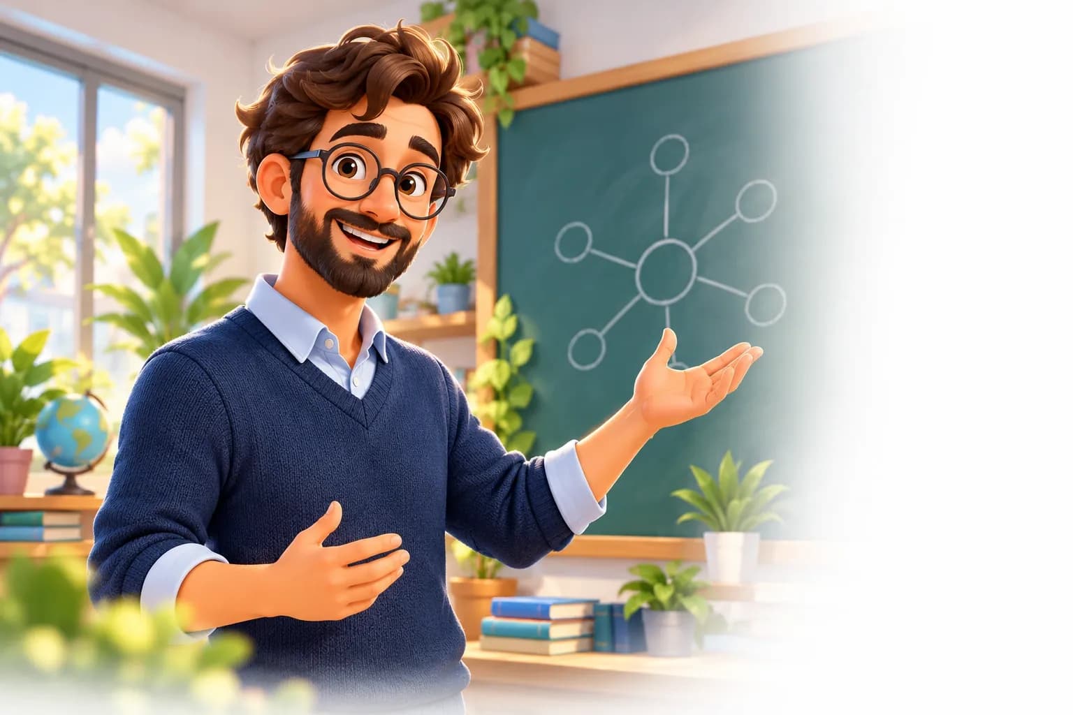 Un profesor explică la tablă.